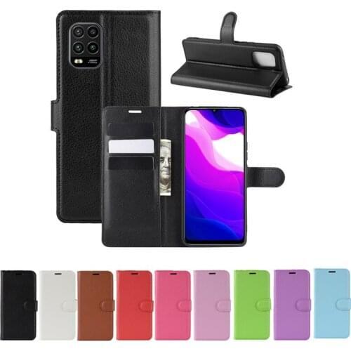 10pcs/lot PU leather Flip Wallet Litchi Pattern Phone Case For Xiaomi 10 Lite Note 10 Lite For Redmi 10X Pro 5G Lychee Grain