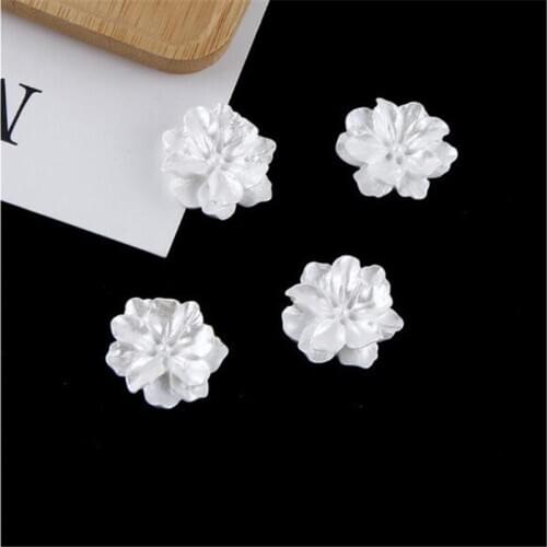 10pcs/lot creative resin Imitation pearl white rose flower charms connectors for diy earrings pendant jewelry making accessories