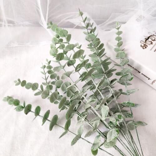 10Pcs Plastic Eucalyptus Leaves Artificial Plants Flower Material Home Leaf Decor Wedding Flower Wall Simulation Green Plants