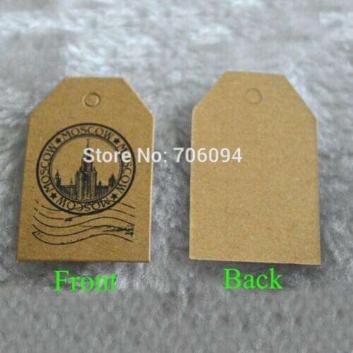 1000PCS,2.5*3.8cm Prined Kraft Hang Tag Gift tag,Garment packing hang tag custom logo size shape tag need extra cost