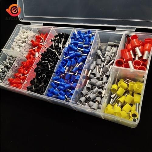 1200pcs Tube insulating terminals set kit Electrical connector wire crimping tube terminal Cable insulated terminals