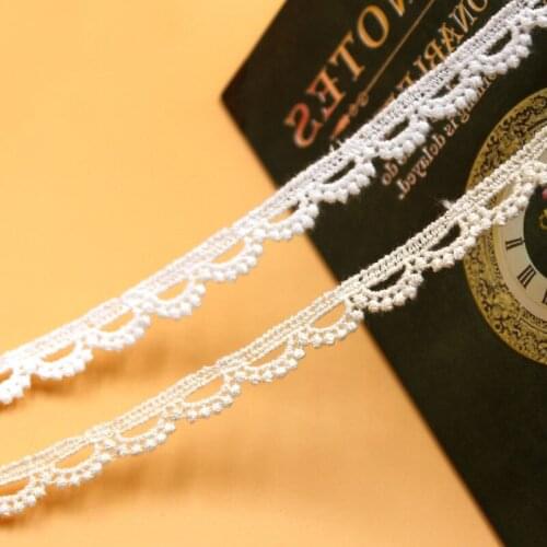 15Yards Cotton Embroidered White Beige flower lace fabric Wide sewing DIY trim applique Ribbon cord collar dress guipure decor