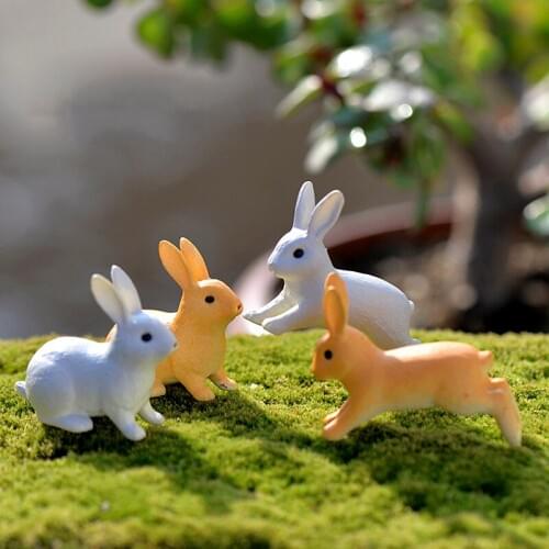 2/4pcs Fairy Cute Decor model figure hare modern statue Simulation Mini Rabbit Garden Ornament Miniature Figurine Plant Pot