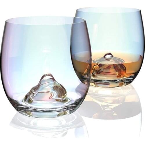 Free Shipping 4PCS Rainbow Glass Cup, Water Cup, Egg Cup, Mountain Glass Cup,Beer Glass, Wine Glass (370ml ) Set of 4