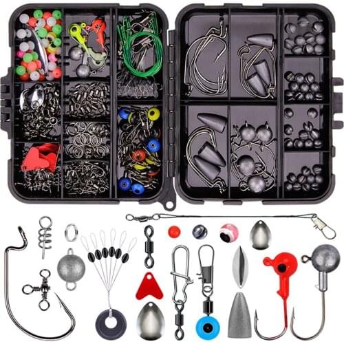 257pcs/box Fishing Tackles Box Accessories Kit Set With Hooks Snap Sinker Weight For Carp Bait Lure Ice Winter Accessoires