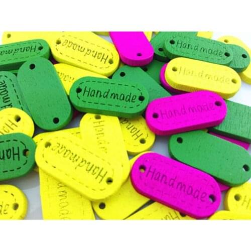 30pcs 25mm*12mm Letter Wood Decor Buttons Scrapbooking Sewing Needlework Colorful 2 Hole Ornament Accessories Diy Wholesale