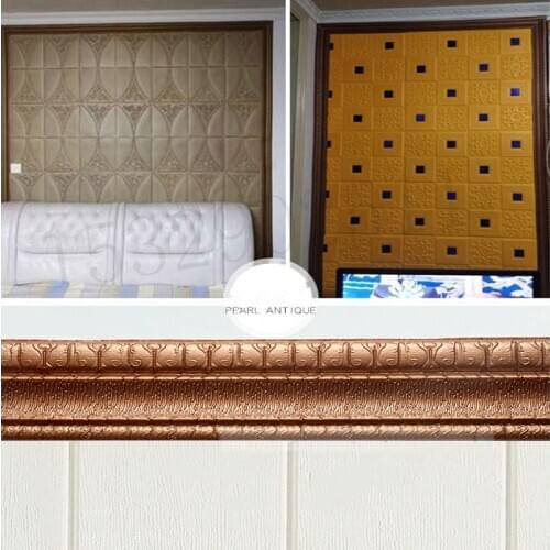 3D Foam Border Wall Stickers Self-adhesive Waterproof Top Corner Line Wall Edge Strip Wall Waist Line Sticker Tiles Wallpaper