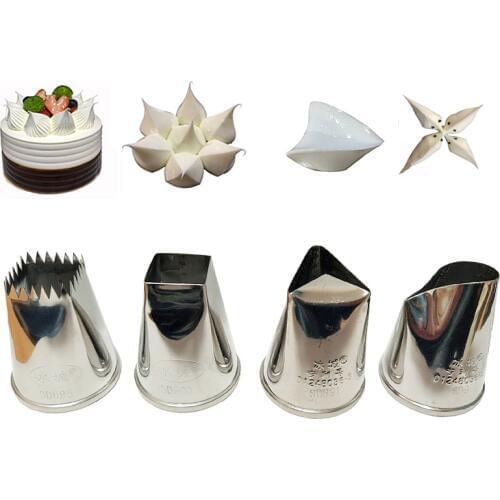 4pcs/set Large Cream Decoration Nozzles Set Stainless Steel Icing Piping Pastry Tips Cupcake Tools