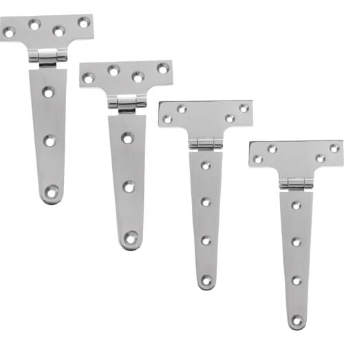 4pcs Marine Grade 316 Stainless Steel Strap Tee T Hinge Heavy Duty Cast - Garage Barn Door Gate Shed Cargo Trailer Truck - 8