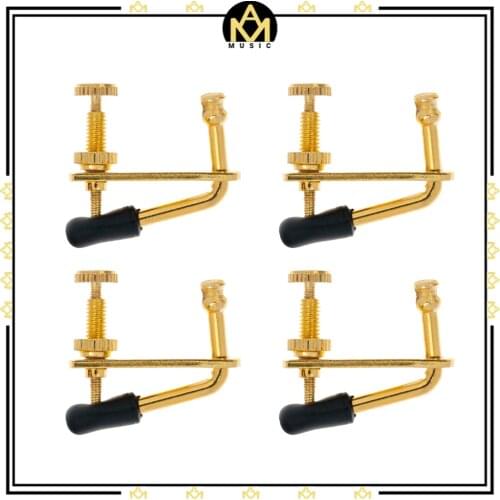 4 pcs Golden Violin Fine Tuners String Adjusters 3/4 4/4 Violin Alloy Tuners Spinner Fiddler Strings Adjuster With cushion