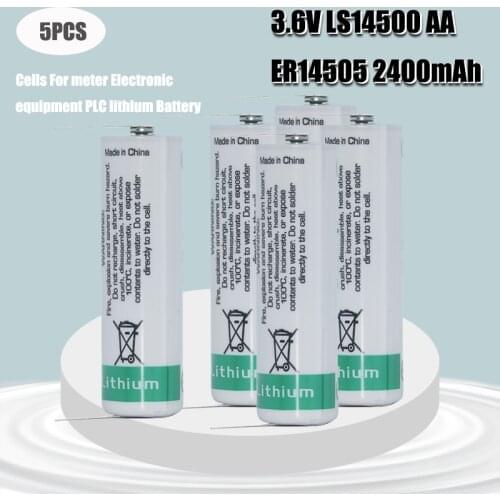 5pcs FOR SAFT AA 14500 3.6V 2000mAh Lithium Battery For Gas Meter Alarm LS-14500 ER14505 With Pins