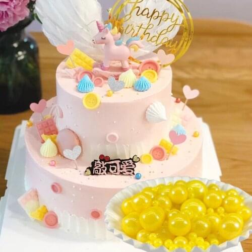 50g Edible Yellow Pearlescent Sugar Beads Cake Decoration Fondant Pearl Ball Cake Sprinkles Baking Decoration Edible Sugar Beads