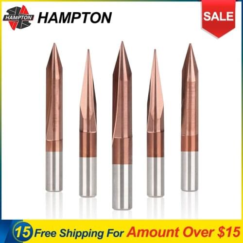 6mm Shank 2 Flutes Straight Engraving Bits 15/20/25/30 Degrees V Bits Tip 0.3-1.0mm TiCN Coating CNC Carving Milling Cutter