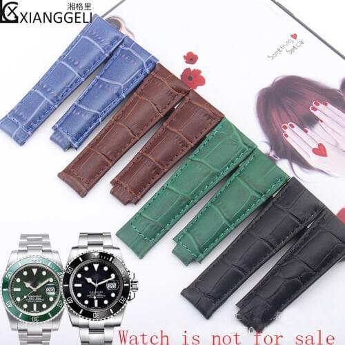 Watch accessories leather strap for black green blue water ghost yacht watch belt mens waterproof outdoor sports leather 20mm