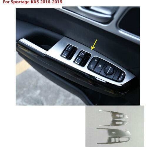 Car stainless steel door Window glass interior panel Armrest Lift Switch Button trim frame for Kia Sportage KX5 2016 2017 2018