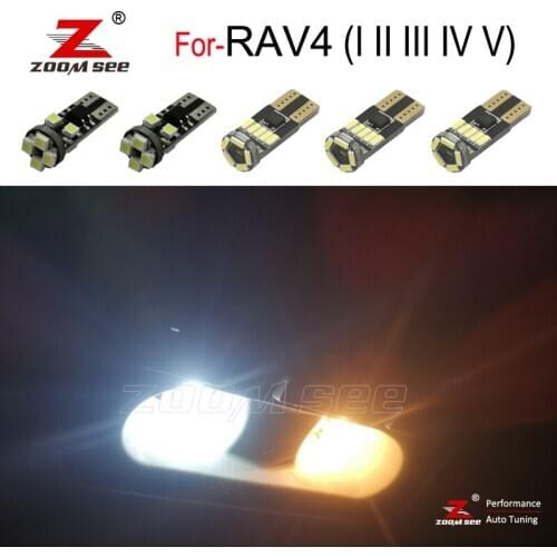White LED plate lamp + LED interior dome mirror trunk light bulb kit for Toyota for RAV4 MK I II III IV V 1 2 3 4 5 (1994-2020)