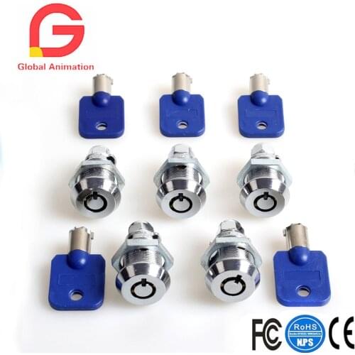 5 Pcs / lot Arcade Machine Parts Short Cash Door Tool Box Tubular Cam Locks + 5x Same Number Keys for Arcade Game Machine