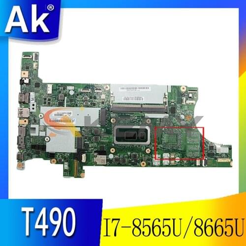 For Lenovo ThinkPad T490 laptop motherboard NM-B901 W/ I7-8565U / 8665U CPU 8GB RAM FUR 02HK938 01YT396 100% test work Mainboard