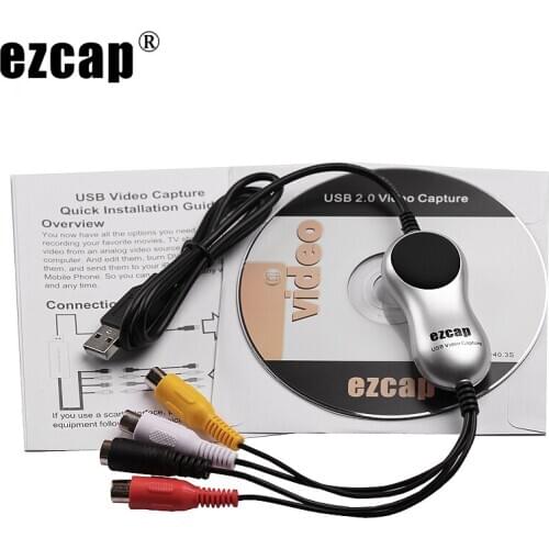 Ezcap USB2.0 AV S Video Capture Card DVD VHS DVR 8mm Analog Audio Video Recorder Grabber To Digital Converter for Windows 10/8/7