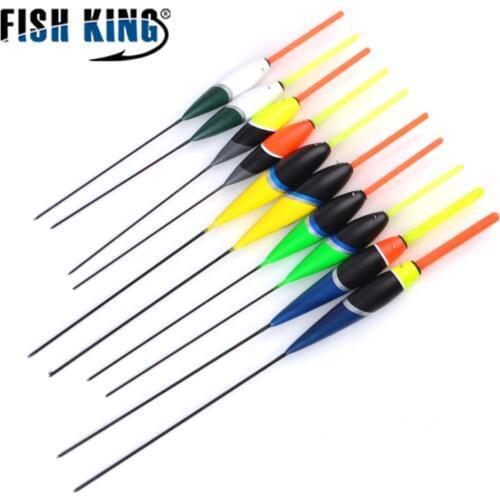 FISH KING 10PCS/Lot Carp Fishing Tackle Ice Fishing Float Bobber Set Light Stick Mixed Size Color Buoy Boia Floats Accessories
