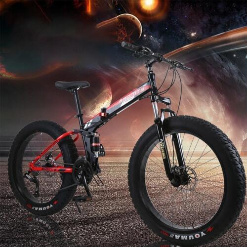 Foldable Mountain Bike Cross Country Outdoor Bicycle Fat Bike 24/26-inch 21/24/27/30-speed Bicycles Dual Disc Brakes