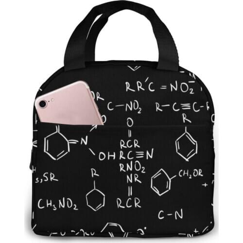 Chemistry Formulas Lunch Bag Portable Insulated Thermal Cooler Bento Lunch Box Tote Picnic Storage Bag Pouch