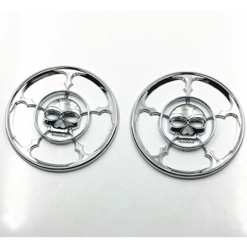 Chrome Skull Speaker Trim Cover For Harley Touring Electra Street Glide Trike FL