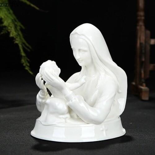 Catholic Ceramic Figure Ornaments Sacred Object White Porcelain Sculpture Statue Figurines Decoration Accessories Crafts Gift