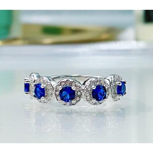 Trendy 100% 925 Sterling Silver Sapphire Ruby Gemstone Wedding Band Vintage Personality Ring For Women Fine Jewelry Wholesale