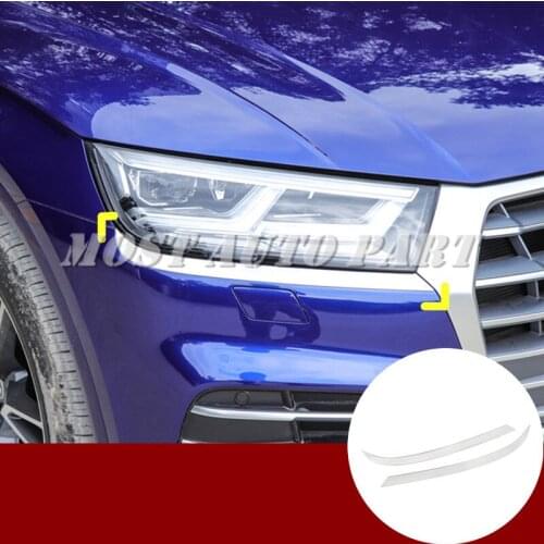 Stainless steel Front Headlight Eye Lid Eyebrow Cover Trim For Audi Q5 2017-2021 2pcs Car accesories interior Car decoration