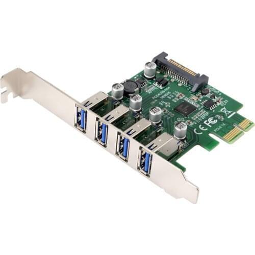 Low Profile 4 Ports PCI-E to USB 3.0 HUB PCI Express Expansion Card Adapter 5Gbps for Motherboard