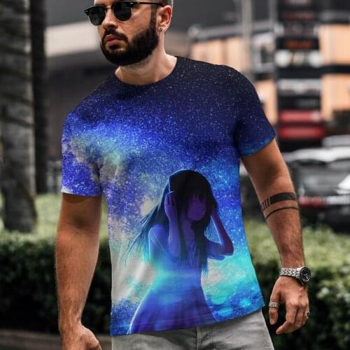 2021 New Printed T Shirts Men 3d T-shirts Drop Ship Top Tee Short Sleeve Camiseta Round Neck Tshirt Fashion Casual Space Star