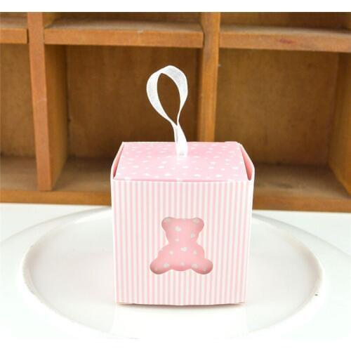 30pcs Little Bear Candy Boxes Sweet Favor Gift Boxes with Ribbon for Baby Shower Birthday Childrens Day Wedding Party Supplies
