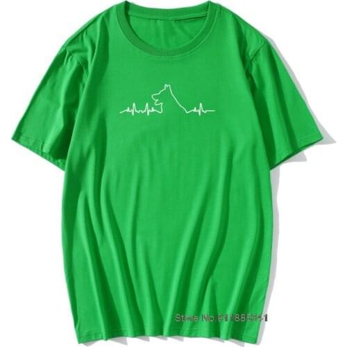 German Shepherd Heartbeat T-Shirt Funny Dog Lovers Quote Retro Sale 100 % Cotton T Shirts for Boys Man Print