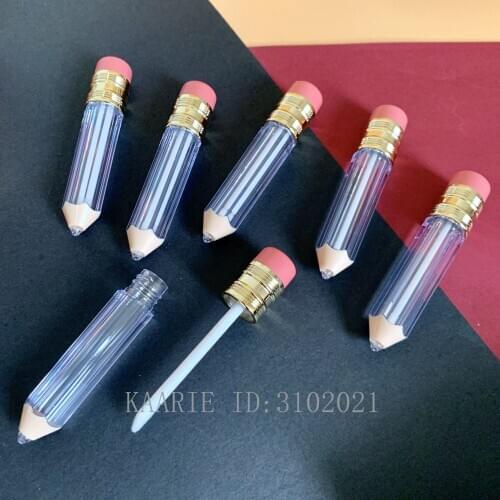 5ml 100pcs Empty Lip gloss Tube Cosmetic Container Clear Pencil Design Lip Balm Lipstick Wand Bottle Lipgloss Refillable Bottles
