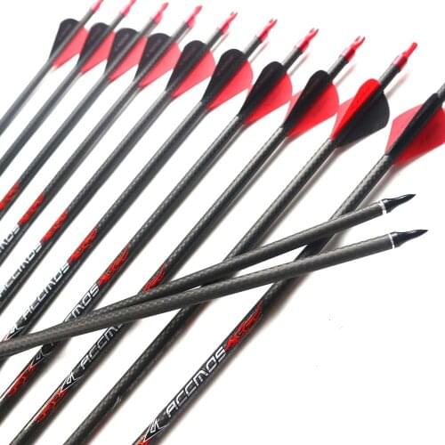 6/12pcs 3K 32" Shaft RAPTOR Weave Pure Carbon Arrow ID 6.2 mm Spine 200-500 With Boning Nock For Compound / Traditional Bow