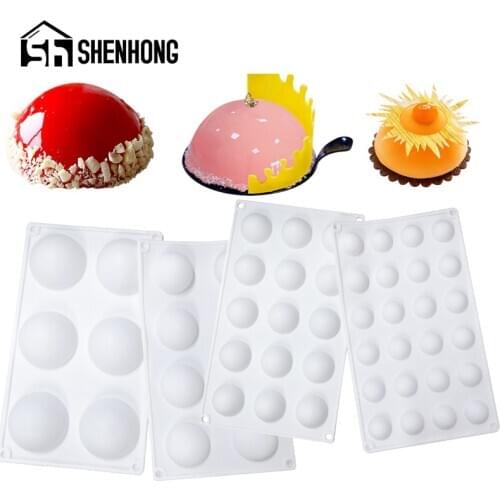 SHENHONG 7 Types Silicone Cake Mold Baking Tools For Cakes Decorating Supplies Hemisphere-Shaped Dessert Mousse Molds Muffin Pan
