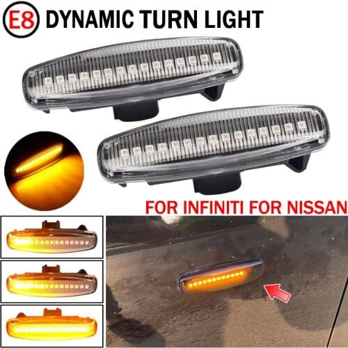 2Pcs Dynamic Amber LED Side Marker Turn Signal Sequential Blinker Light For Nissan Pathfinder, R52, R52HV, R52R, R52RR