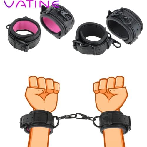 VATINE 1 Pair Adjustable PU Leather Handcuffs Sex Toys For Couples Bondage Restraints Accessories Adult Games