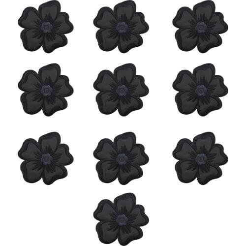 10 pcs Black Flowers patches badges for clothing iron embroidered patch applique iron on patches sewing accessories for clothes