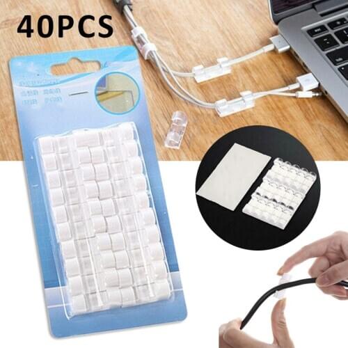 40Pcs Cable Clip Finisher Wire Clamp Self-adhesive Wire Organizer Cable Buckle Clips Desktop Phone Cable Telephone Line Clamp
