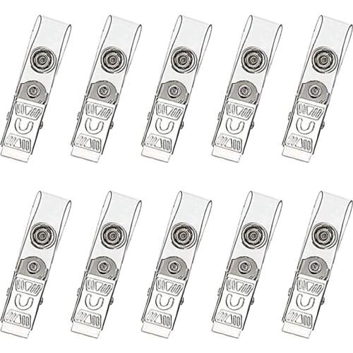 10PCS Metal Badge Card Holder Protector Clips for Shopping Vaccine ID Card Name Tags Office Meeting School