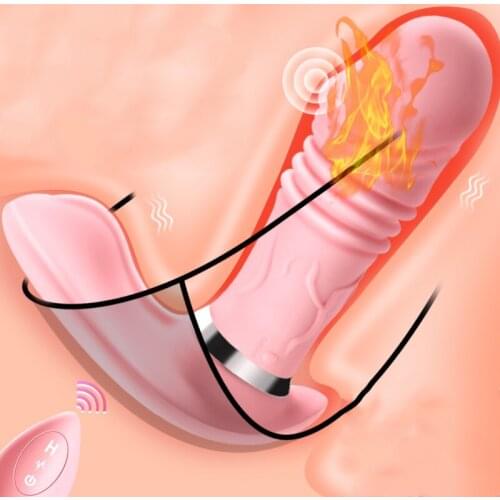 Female Masturbation Device Wear Simulation Penis Heating 7-Frequency Telescopic Vibrator Wireless Remote Control Invisible Wear