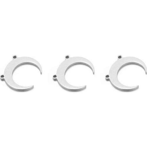 10pcs/Lot Real Stainless Steel Moon Charms Connectors for DIY Making Necklace Bracelet Jewelry Wholesale