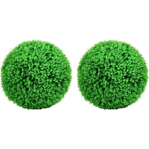 2Pcs Artificial Plant Ball 11.8Inch Boxwood Buxus Grass Topiary Balls,Indoor Outdoor Fake Plant Wedding Party Decoration