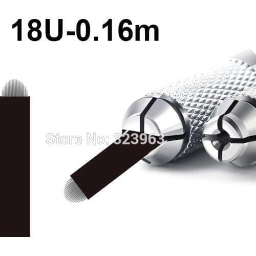 50pcs Lamina Tebori 0.16mm Microblading Needles 18U Tattoo Blade for Eyebrow Lip Permanent Makeup Laminas for Manual Pen