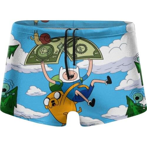 Adventure Time Fast Dry Nylon Mens Swim Trunks Manview Swim Shorts with Europe Size Sexy Smmer Beach Shorts With Summer