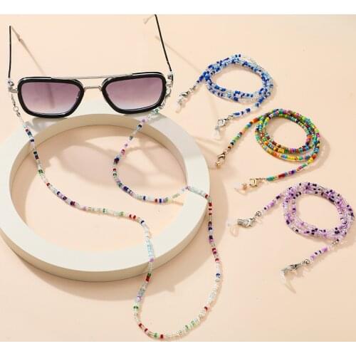 Bohemian Colored Mask Strap Beaded Glasses Chains Women Face Mask Lanyard Anti Slip Womens Neck Chain For Eyeglass Sunglasses