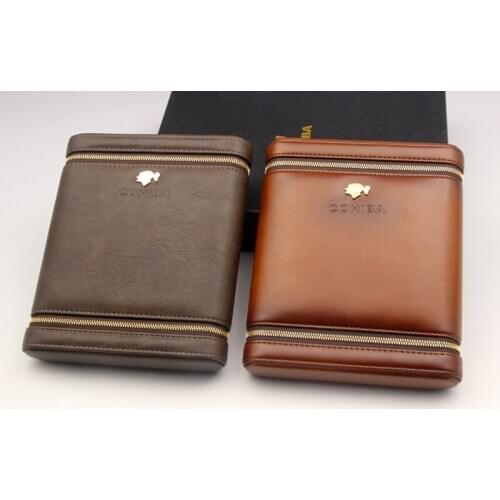 COHIBA Genuine Leather Cigar Cigarette Humidor Box Fit 6 Cigars Cedar Wood Lined Travel Case Portable Smoking Tool Outdoor