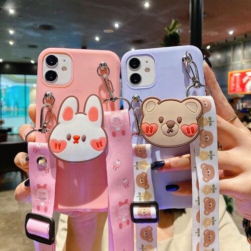 Chic Fashion Cartoon Holder Phone Case for Oneplus 8 Pro 8T Soft TPU Cover for Oneplus 7T 7 Pro 6T 6 One Plus Cover With Lanyard